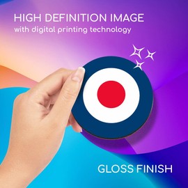 1 x Round Coaster - RAF Roundel Symbol Mod Retro Cork Backed MDF Glossy Tea Coffee Accessory #215