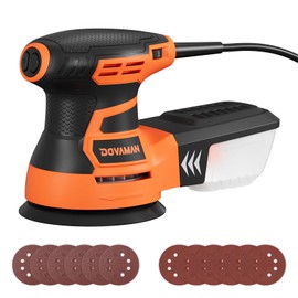 DOVAMAN ROS01A Orbital Sander, 3A Random Orbit Sander, 6 Variable Speeds, Up to 13000 rpm, 12pcs Sandpapers, 5in Sanding Pad, Dust Collection, Electric Sander Perfect for Woodworking