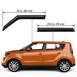 Lightronic Extra Durable Outside-Mount Auto Vent Window Visor, Fits 2014-2019 Kia Soul, UV Protection Rain Guard, Original Wind Deflector, No-Drill Easy Install, Dark Smoke, 4-Pcs