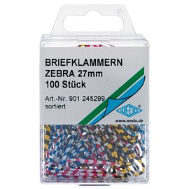 Wedo 901245299 'Zebra Stripe Plastic Cover Metal, 27 mm Set of 100 Assorted Colours