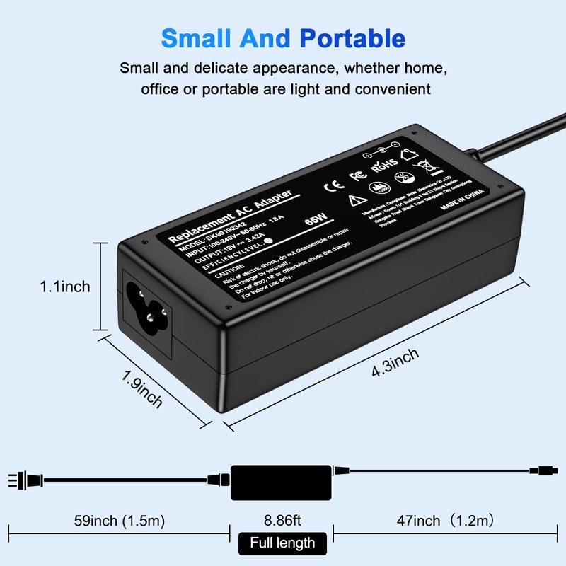 65W Laptop Charger for Acer Aspire 3 A315-24P-R7VH A314-(23P 36P)