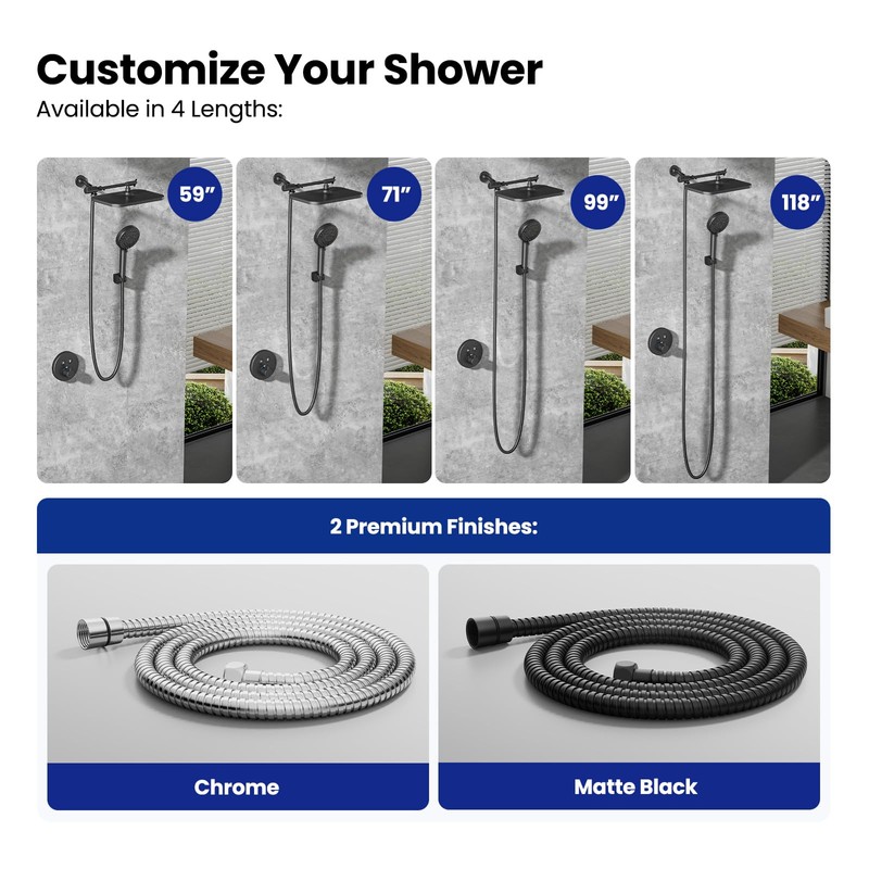JOMOO Shower Hose, 118 Inch Extra Long Stainless Steel Handheld