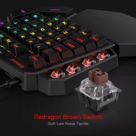 Redragon K585 DITI One-Handed RGB Mechanical Gaming Keyboard, 42 Keys Type-C - Brown Switch