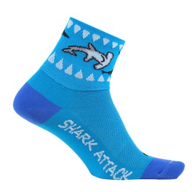 DEFEET | Aireator 3" - Shark Attack Blue Cycling Socks | For Biking, Running, & Everyday Adventures | Shark Attack | Large