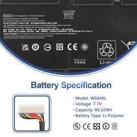 ANTIEE WS04XL Laptop Battery for HP Spectre X360 14-EA 14T-EA000 14-EA0007NA 14-EA0002NI 14-EA0002NX 14-EA0003NS 14-EA0520NA 14-EA0378NG 14-EA0023DX 14-EA0051TU HSTNN-DB9Z L97352-2D1 L97357-005