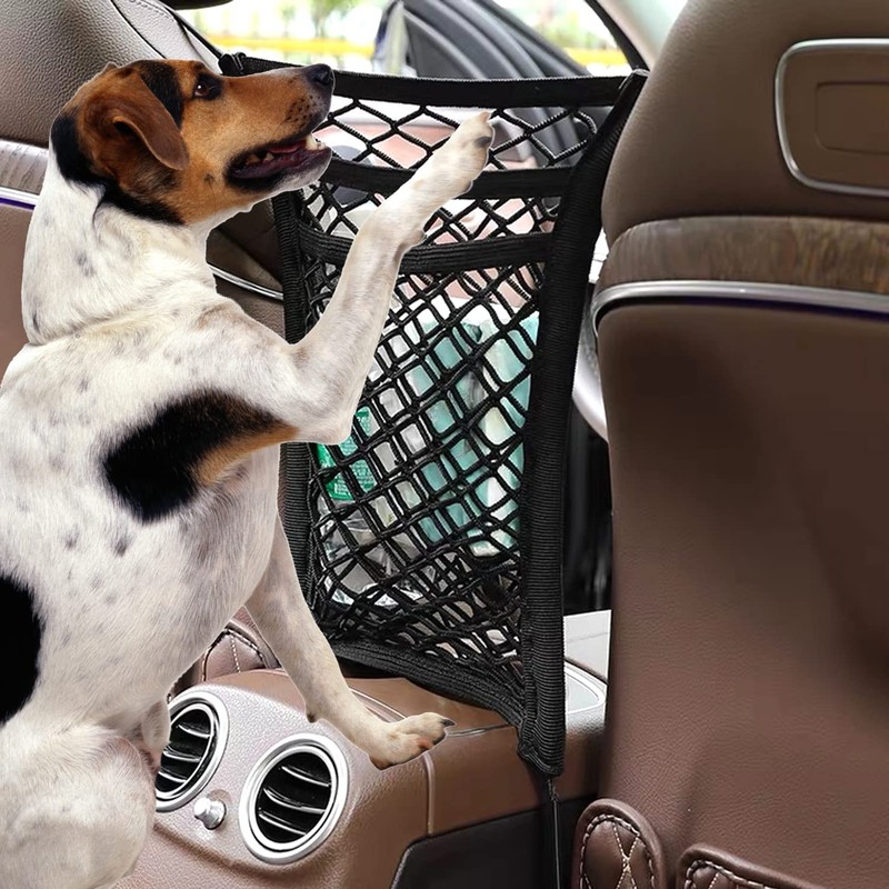 MBVBN 3-Layer Car Mesh Organizer, Seat Back Net Bag, Barrier