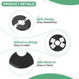 M METERXITY 4-Pack Wall Split Flange, for 0.8 Inch/20mm OD Pipe ABS Escutcheon Plate Round Self-Adhesive Plumbing Cover Plates for Water Pipe/Faucet [Black]