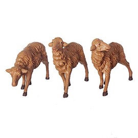 Fontanini, Nativity Figure, 3-pc Brown Sheep Set, 7.5" Scale, Collection, Handmade in Italy, Designed and Manufactured in Tuscany, Polymer, Hand Painted, Italian, Detailed