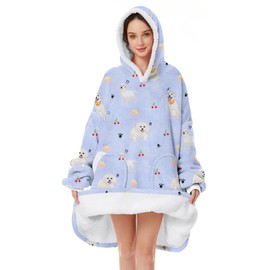 Zando Dog Blanket Hoodie Purple Blanket for Adult Oversized Blanket Hoodies Cozy Warm Wearable Hooded Blanket Sherpa Blanket Hoodie with Pocket Thick Fleece Sweater Blanket Gift for Women Men