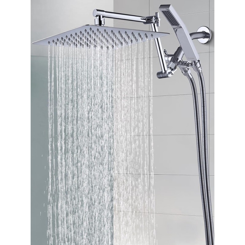 G-Promise All Metal 12 Inches Rainfall Shower Head with Handheld