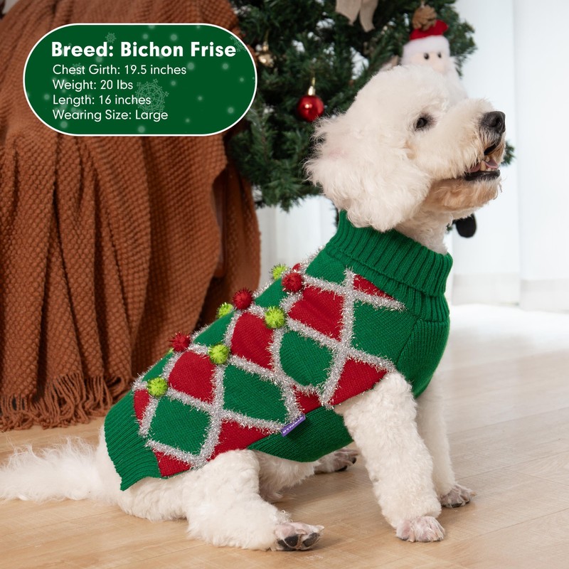 cyeollo Dog Christmas Sweater Large Dog Sweater Turtleneck Dog Sweaters