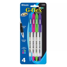BAZIC 4 Color G-Flex Dazzle Oil-Gel Ink Pen w/ Cushion Grip