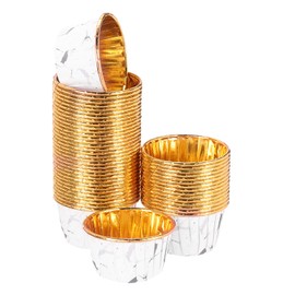 sourcing map 50 Pcs Single-Sided Aluminum Foil Cupcake Liners, Greaseproof Muffins Baking Cupcakes for Wedding Birthday Party Decoration, Black (Round-Pattern)