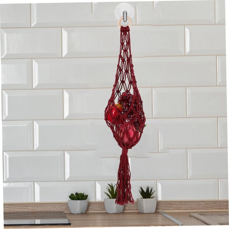 SHOWERORO Cotton Rope Basket Hanging Produce Basket Macrame Fruit Vegetable