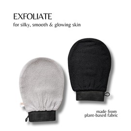 Exfoliating Bath Gloves, Dual-Sided Grey and Black, Deep Cleansing Body Scrub Mitts