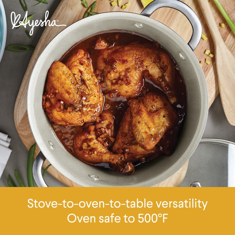 Ayesha Curry Home Collection Nonstick Cookware Pots and Pans Set,