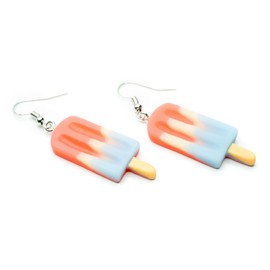 Miniblings Ice lolly earrings, hanging sorbet on a handle, pink / beige / blue, original fashion jewellery, silver-plated earrings, Plastic