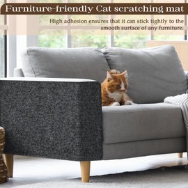 Cat Scratching Mat, 78.7"x15.7" Cat Carpet Self-Adhesive Carpet Mat Trimmable Replacement for Cat Tree, Cat Wall Scratcher, Cat Scratching Post, Shelf Shelves Couch Furniture DIY Protector, Black