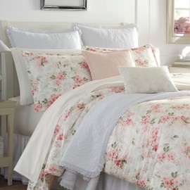 Laura Ashley - King Comforter Set, Luxury Bedding with Matching Shams, Stylish Home Decor for All Seasons (Wisteria Pink, King)