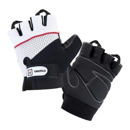 TAVIALO Fitness Gloves Training Gloves for Women, Size M (16-19 cm), Colour Black/White, Double Reinforced Leather Palm