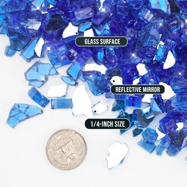 Skyflame High Luster 10-Pound Fire Glass for Fire Pit Fireplace Landscaping, 1/4-Inch Cobalt Blue Reflective