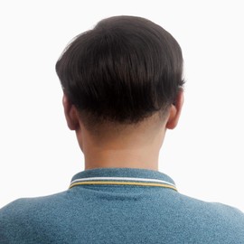 H&Bwig toupee for men,Men Short Toppers Hairpiece with toupee tape,Clips in Hair Extensions for Covering White Loss Hair, Glueless (Dark Brown)