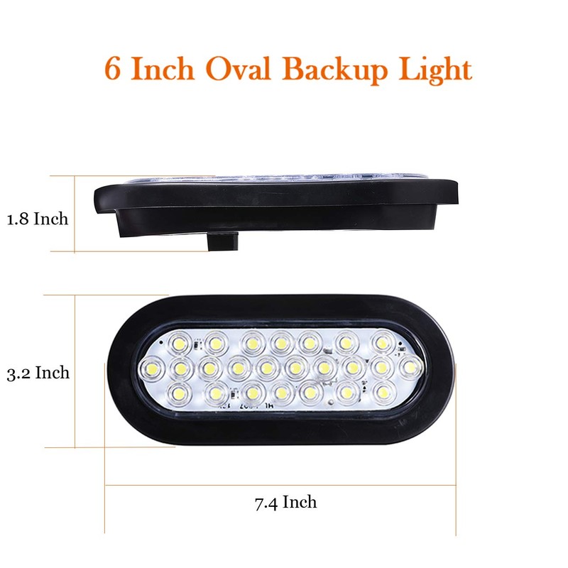 NPAUTO 6" Oval LED Trailer Lights 24 White LED Reverse