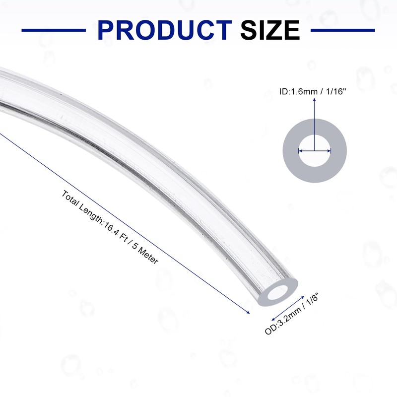 uxcell Silicone Tubing, 1.6mm ID x 3.2mm OD - 16.4Ft