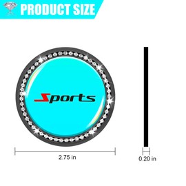 TNAIYH Bling Car Cup Holder Coaster, 2PCS 2.75" Luminous Shiny Sports Non-Slip Insert Vehicle Drink Cup Pad with Rhinestone, Shockproof Embedded Auto Water Bottle Holder Mat, Universal Fit