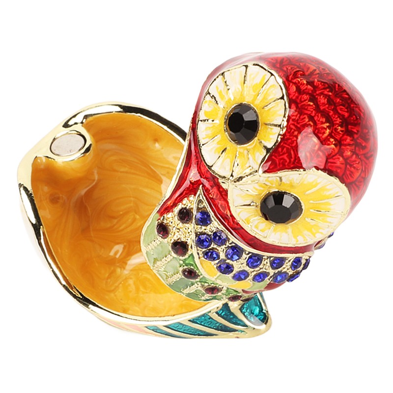 Metal Trinket Box Owl Shape Shiny Exquisite Zinc Alloy Jewelry