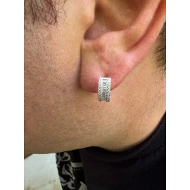 Harlembling Baguette Moissanite Real Solid 925 Silver Hoops Small Huggie Hoop Earrings 12mm