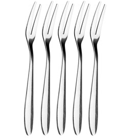 ZAAWUUT 5 Pcs Stainless Steel Forks 2 Prong Cocktail Forks Appetizer Dessert Fruit Tasting Forks for Party Travel (Silver)