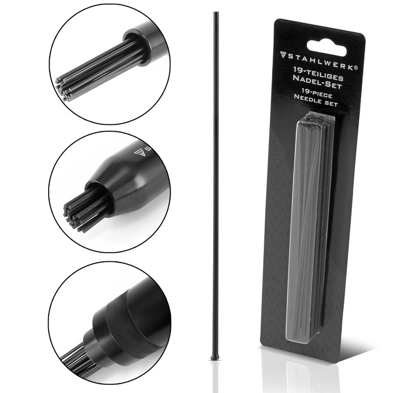 STAHLWERK 19-Piece Steel Needle Set for Needle Scaler Replacement Parts