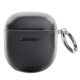 ASJDY Funda para Bose QuietComfort Earbuds II Case (2022) Funda para Bose QuietComfort Ultra Case (2023) Uso Rudo, Antivibración, Anti-Amarillamiento Carcasa, Color Degradado Transparente (Negro)
