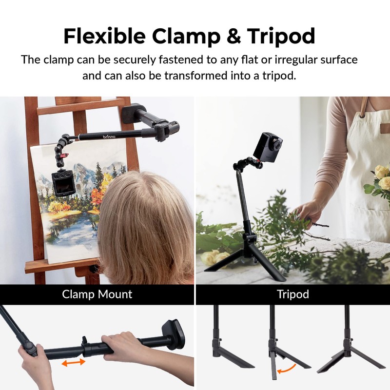 Brinno 3-in-1 Monopod, Phone Tripod, Clamp Mount with Phone Holder,