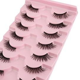 Half Lashes False Yasnai Eyelashes Volume Lashes Wispy Cat Eye Look Natural Short Fake Lashe Eyelashes 7 Pairs Pack