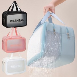 Dual Transparent PVC Double-Sided Travel Wash Bag - Swimming, Bath, Toiletry Pouch, Waterproof Mesh Bag Mesh White [NF573] 2ea