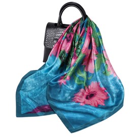 FAIRYGATE Headscarf Woman 35 Inch Large Square Satin Head Scarf Silk Bandanas Hair Scarf Silk Like Hair Sleeping Wraps Neck Scarf for Women 75023