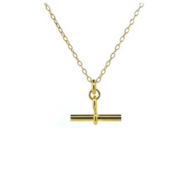 T Bar Necklace 18ct Gold Vermeil 2cm Albert Pendant Chain (16)