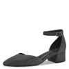 MARCO TOZZI Women's Pumps with Strap Glitter Vegan, Black Metallic
