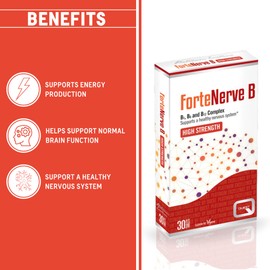 Quest Quest - ForteNerve B High Strength Vitamin B Complex Supplement. Vitamin B1, B6 and B12 for Healthy Nervous System & Cognitive Performance, Tiredness and Fatigue. Vegan, Gluten-Free (30 Tablets)