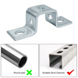 6 Packs 5 Hole U Shaped Strut Connector Bracket U Strut Brackets, Heavy Duty Steel Electrogalvanized Security Holder Bracket, Height 1¾", Width 1½", Thickness 5mm, for ½" Bolt in 1-5/8" Strut Channel