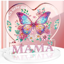 PITMT Mother's Day Gifts for Mum, Heart-Shaped Acrylic Decorative Sign Mother's Day Gift, Diamond Painting Butterfly Mother Gift, Best Mum Gift, Mother's Day Gift, Birthday Gifts