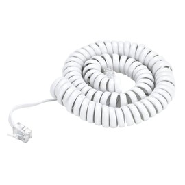 PASOW Telephone Handset Coil Cord Phone Receiver RJ9 Coiled Cable, 1.2 to 10 Feet Uncoiled (White)