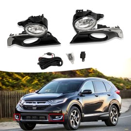 Fit For 2017 2018 Honda CR-V Front Bumper Upper Honeycomb Grille + Fog Lights