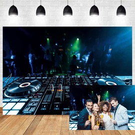 DORCEV 5x3ft Nightclub Backdrop Dis-co Bar Theme DJ Keyboard Carnival Spotlight Retro 80s 90s Style Photography Background Nostalgia Music Party Banner Video Shooting Hip Hop Studio Props