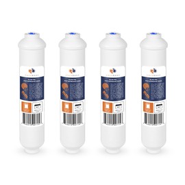 Aquaboon T33 Inline Post Activated Carbon Water Filter for Refrigerator, Ice Maker w/Quick Connect for 1/4 Water Line Compatible with ICF-10, 4-Pack