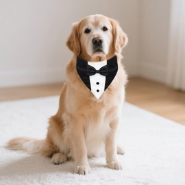 Yymobt Dog Tuxedo, Formal Dog Wedding Marriage Bandana Bow Tie Collar Adjustable Cat Costume Pet Party Tux for Small, Medium and Large Dogs Engagement Birthday