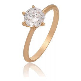 Dtup Anillo De Compromiso Solitario Chapado En Oro De 18k