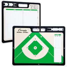 Champion Sports XL Dry Erase Board for Coaching Baseball - Whiteboards for Strategizing, Techniques, Plays - 2-Sided Game Boards with Handle - Front Side Full Feild - Backside 2-Team Lineup